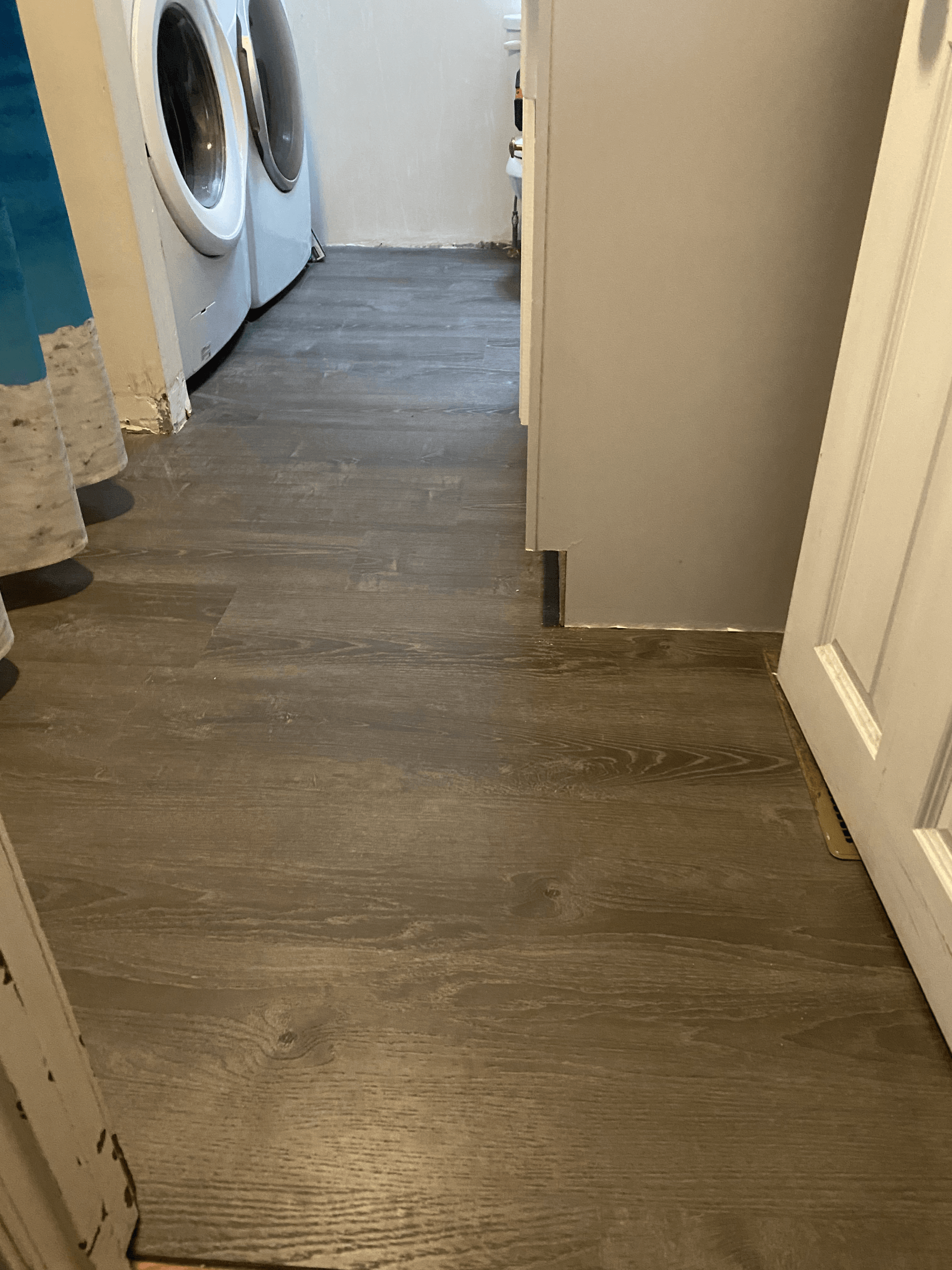 Refinished hallway with new hardwood floor