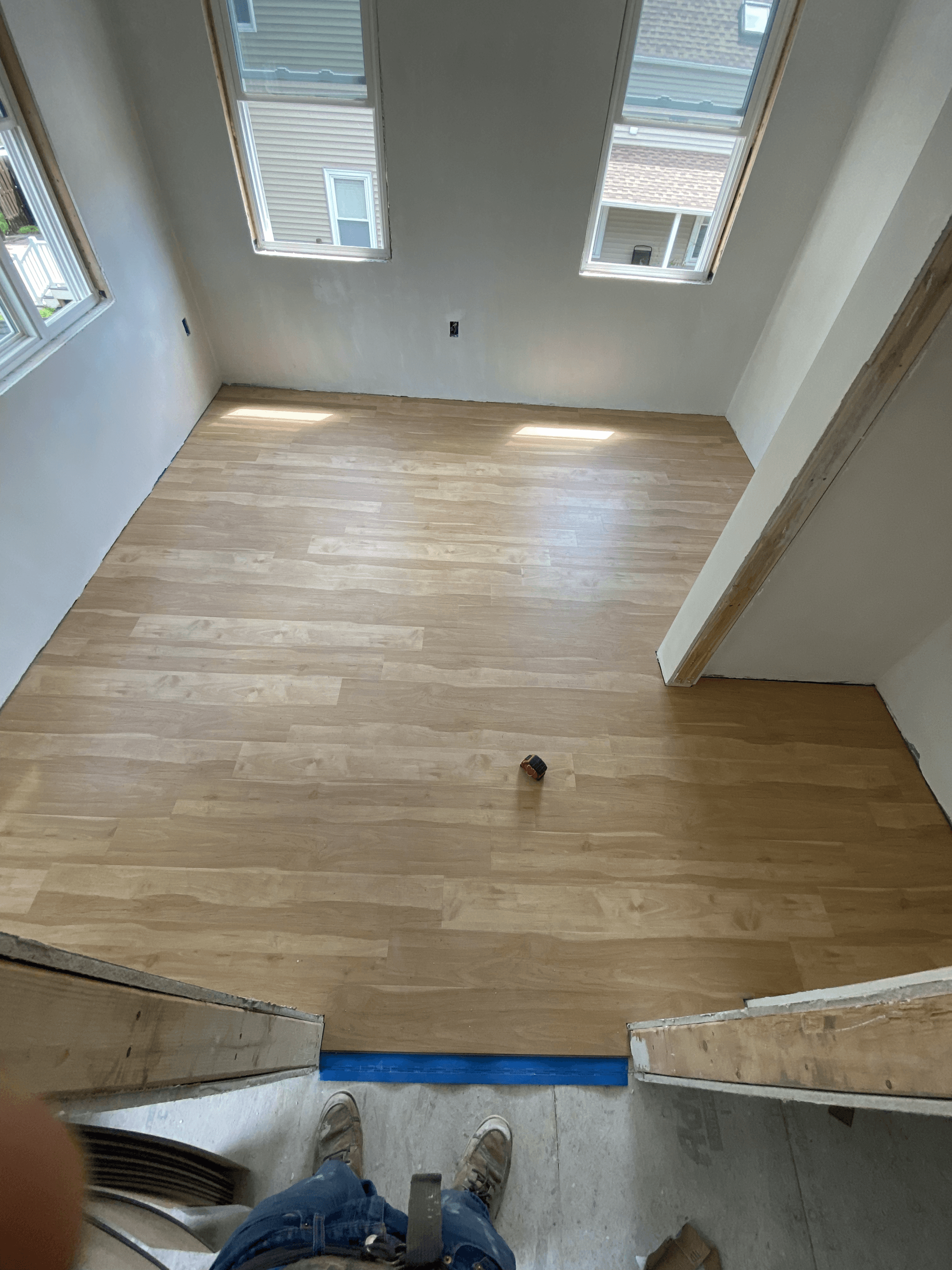 Hardwood flooring mid-install